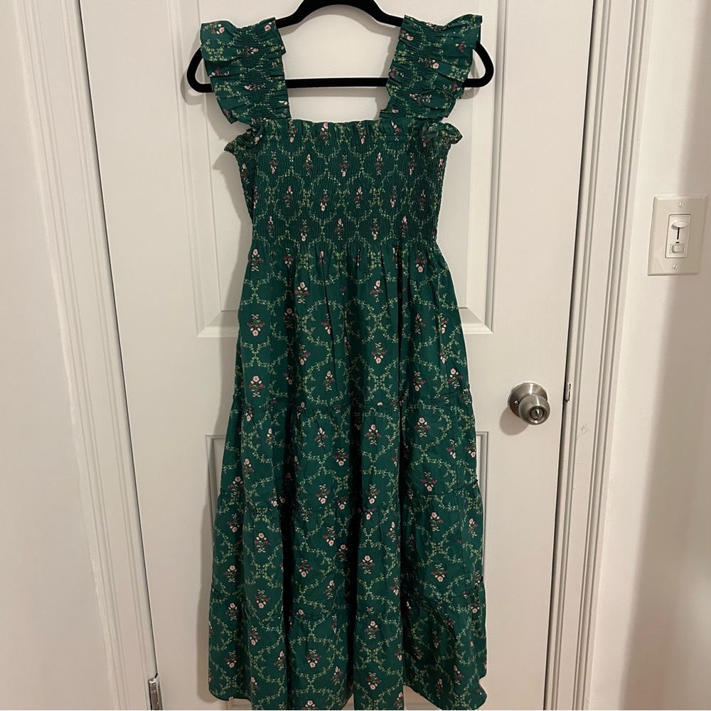 EUC Hill House Home Ellie Nap Dress in Emerald Trellis XS